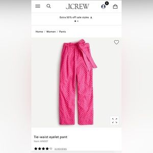 NWT JCrew tie-waist eyelet pant never worn.